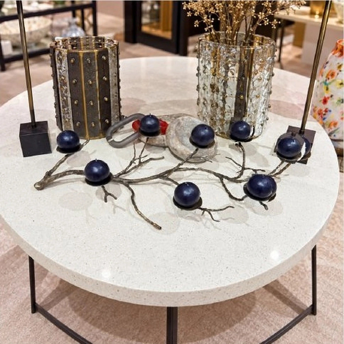 Portavelas XL (velas incluidas) con acabado envejecido – decoración para mesa