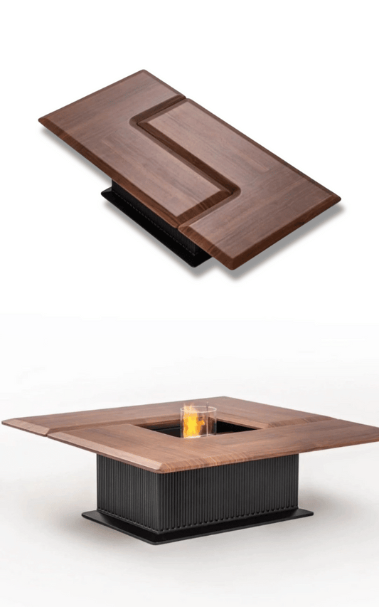 Mesa de Centro Event con Chimenea – Estilo Natural y Multifunción