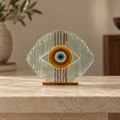 Amuleto de ojo turco de vidrio en ámbar