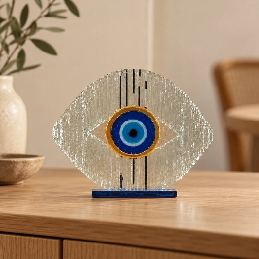 Amuleto de ojo turco de vidrio en azul oscuro