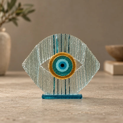 Amuleto de ojo turco de vidrio en turquesa