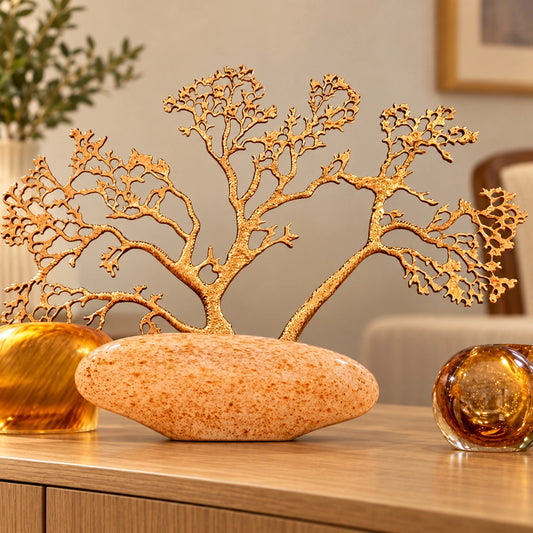 Árbol de la vida en blanco y dorado – adorno decorativo para sala
