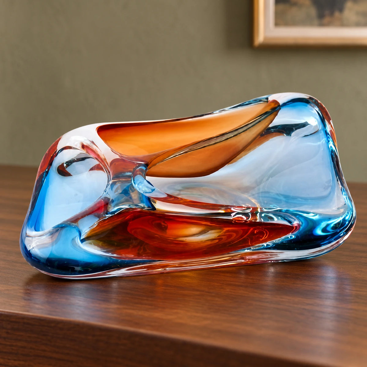 Botanero de 4 compartimentos en azul y naranja – centro de mesa decorativo