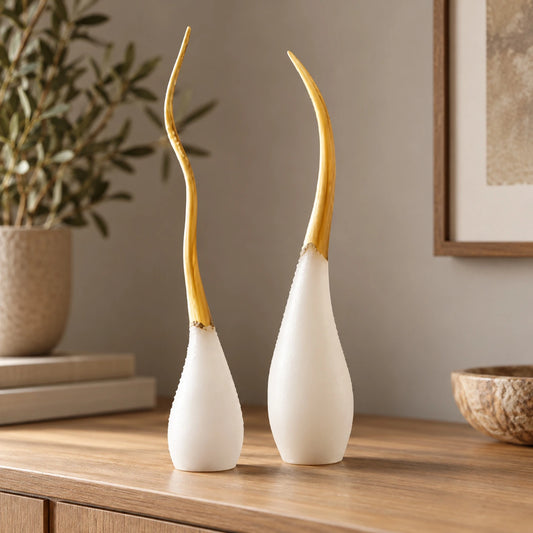 Colmillo decorativo esmerilado en dorado – adorno decorativo para sala