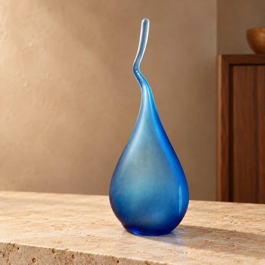 Colmillo esmerilado en azul – adorno decorativo para sala