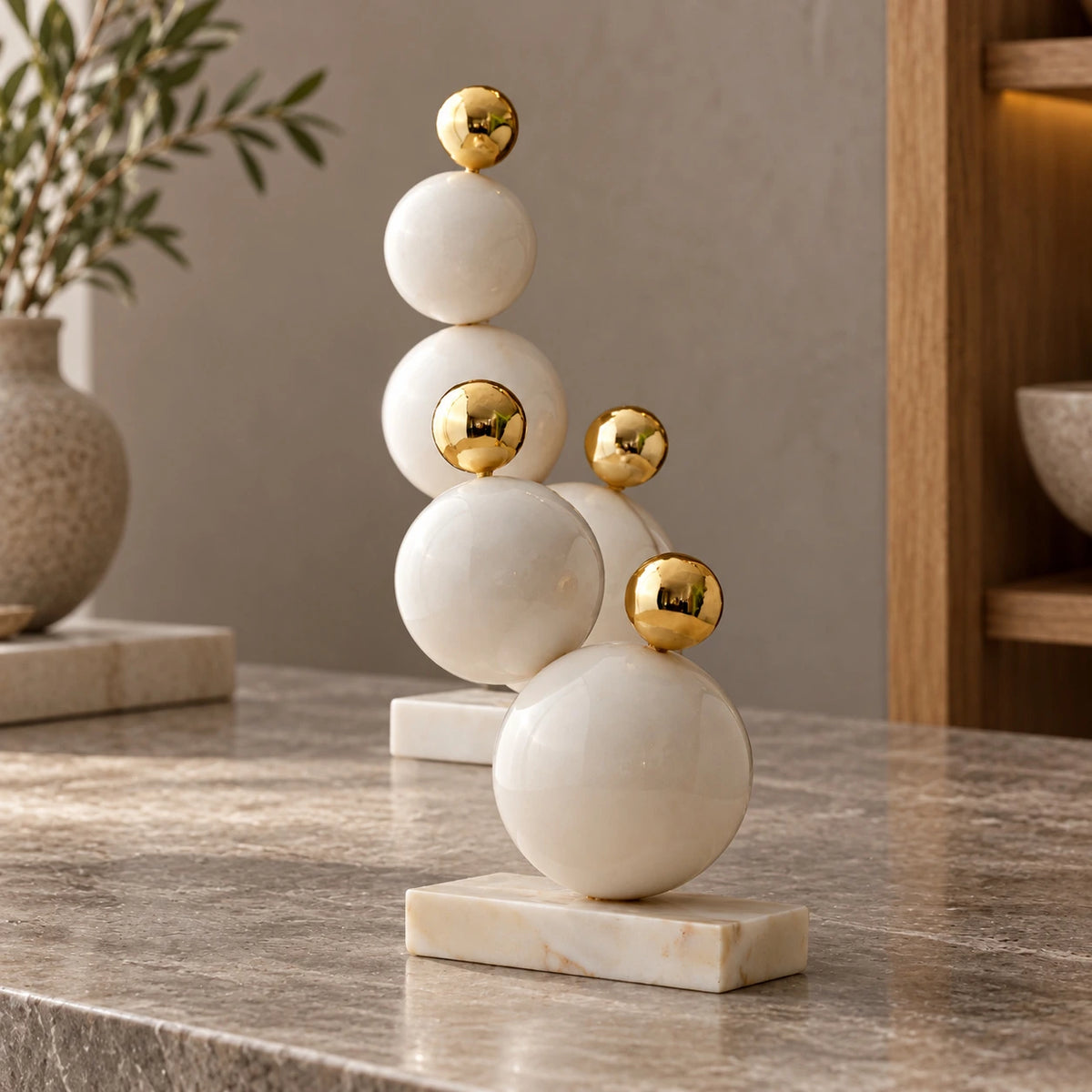 Decoración de burbujas en blanco y dorado – adorno decorativo para sala
