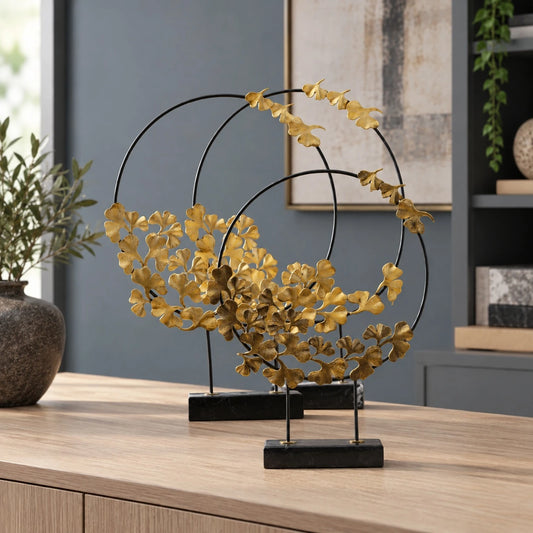 Decoración de ramas en negro, blanco y dorado – adorno decorativo para sala