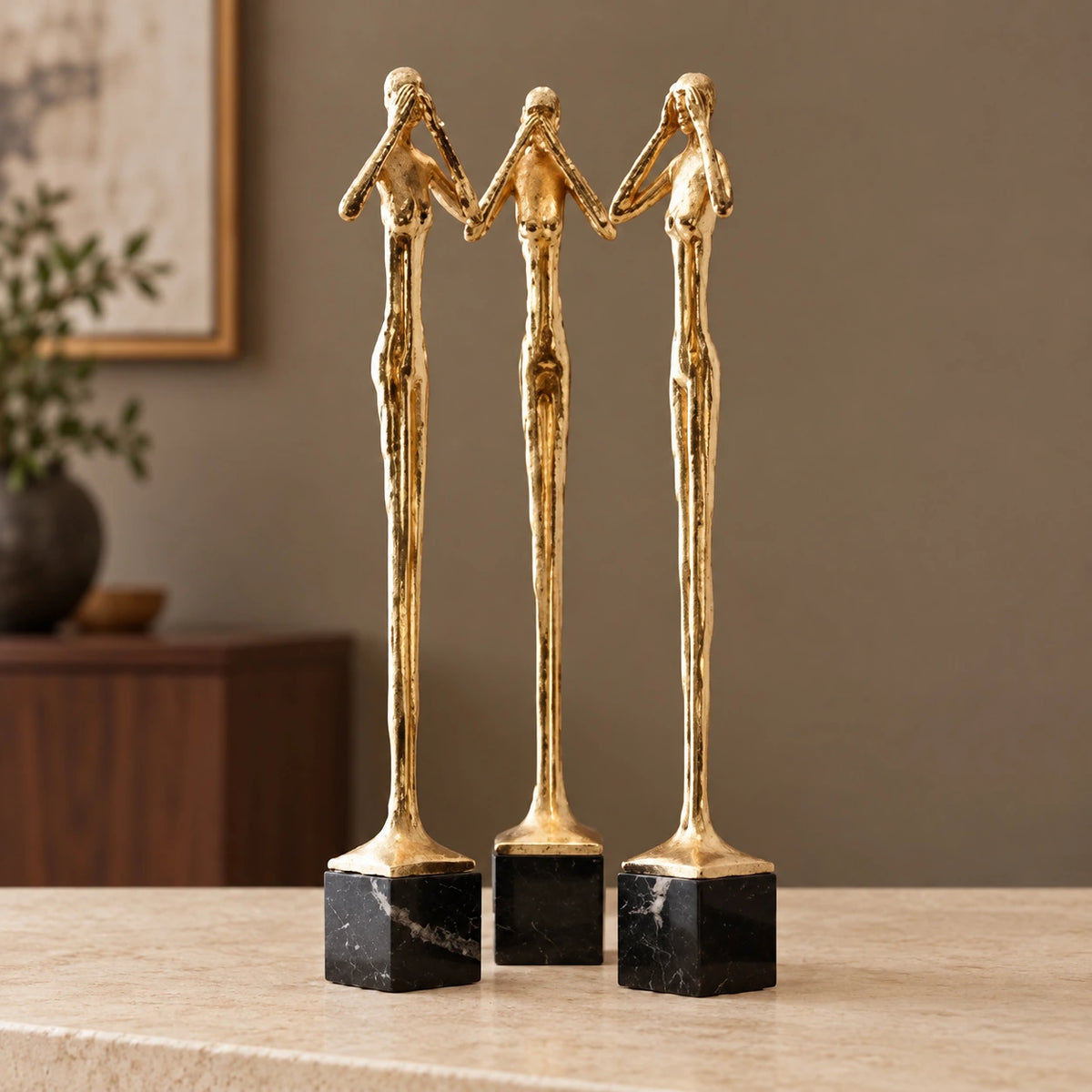 Decoración «No oigo» en blanco y dorado – adorno decorativo para sala