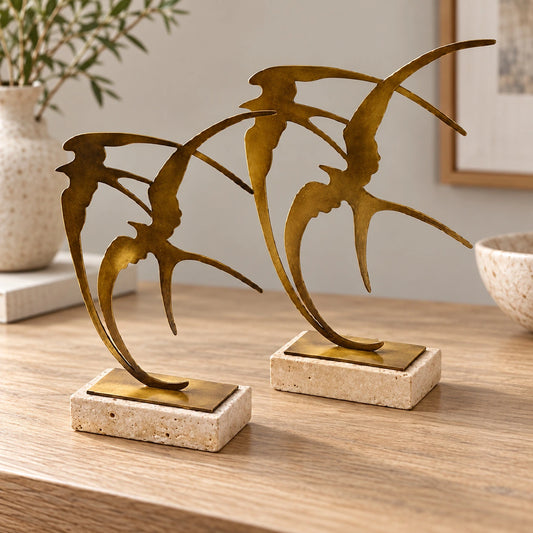Grulla decorativa en blanco envejecido – adorno decorativo para sala