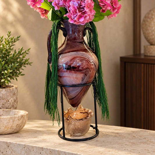Jarrón de vidrio tipo cántaro (flores incluidas) – florero decorativo