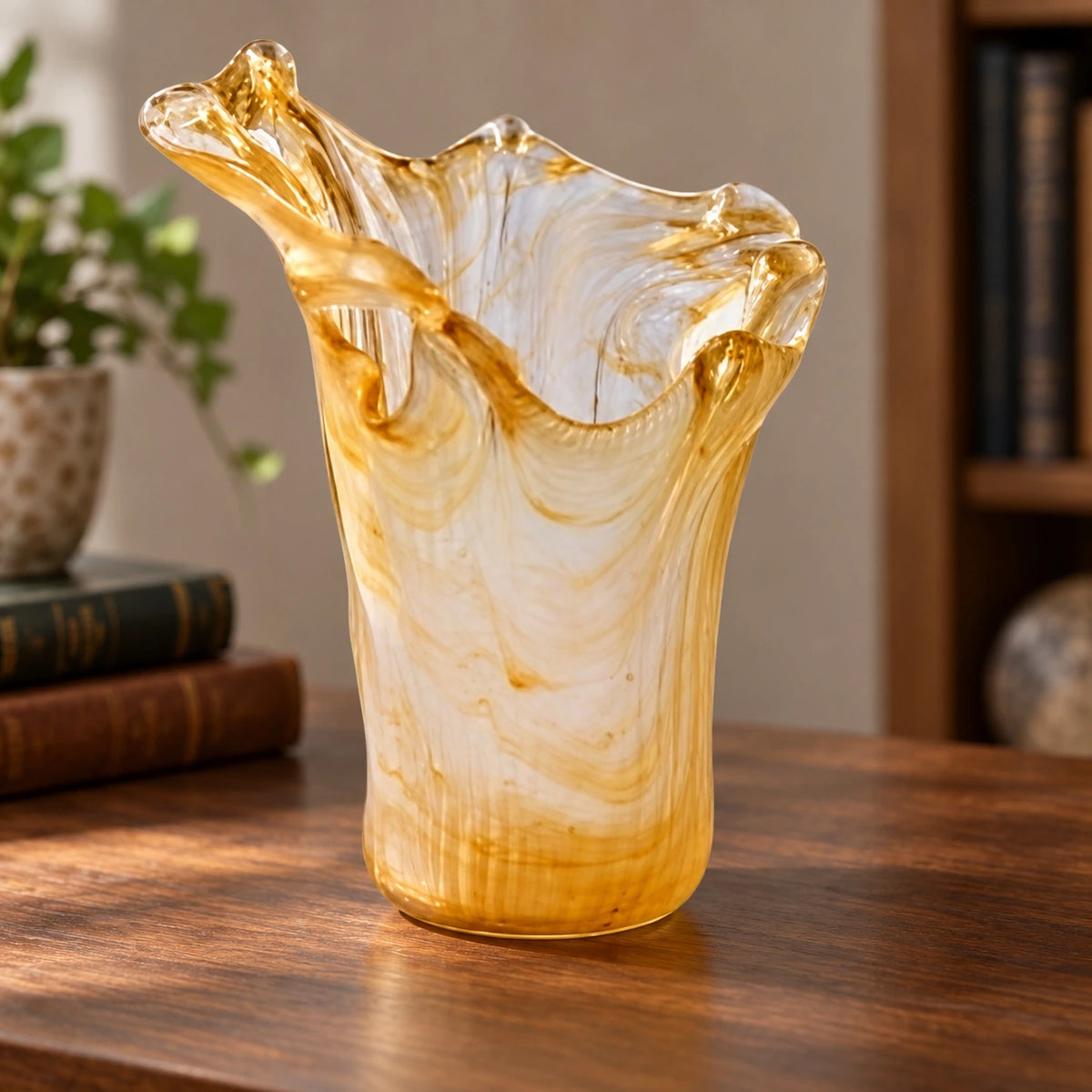 Jarrón lechuga esmerilado en ámbar – florero decorativo