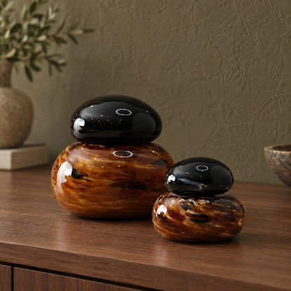Macarón de ágata en negro y marrón – adorno decorativo para sala