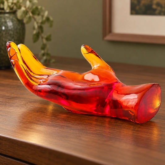 Mano decorativa en rojo, verde oliva, azul y ámbar – adorno decorativo para sala