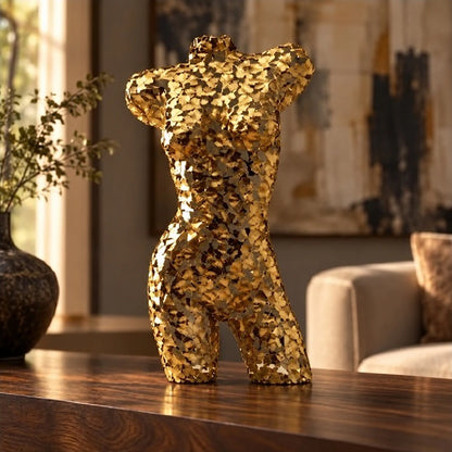 Mujer ginkgo en dorado – adorno decorativo para sala
