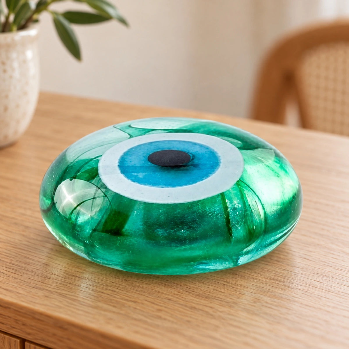 Ojo turco de vidrio en verde – amuleto de buena suerte