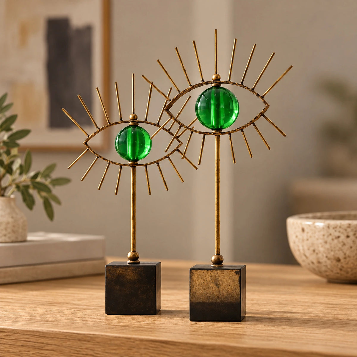 Ojos en blanco y verde – adorno decorativo para sala